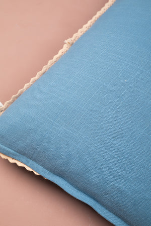 Sky Blue & Pink Hedgerow Embroidered Cushion Cover
