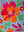 Blue & Pink Embroidered Floral Velvet Cushion Cover