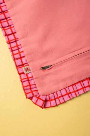 Pink Embroidered Lobster Motif Cushion Cover