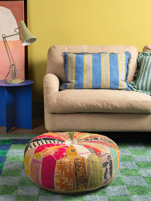 Vintage Fabric Pumpkin Pouffe