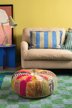 Vintage Fabric Pumpkin Pouffe