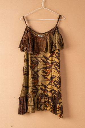 Recycled Silk Short Sleeveless Dress - Large - 06
