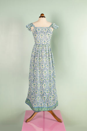 Jacqueline Green Hand Block Printed Cotton Long Dress