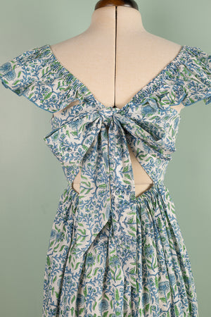 Jacqueline Green Hand Block Printed Cotton Long Dress