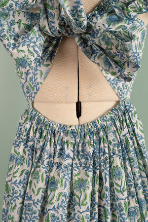 Jacqueline Green Hand Block Printed Cotton Long Dress