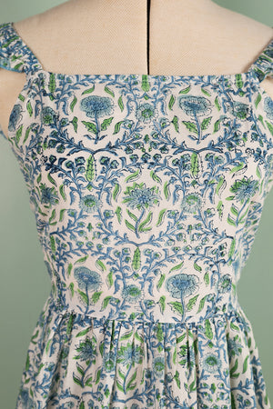 Jacqueline Green Hand Block Printed Cotton Long Dress