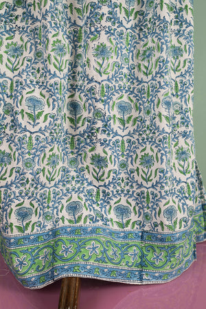 Jacqueline Green Hand Block Printed Cotton Long Dress
