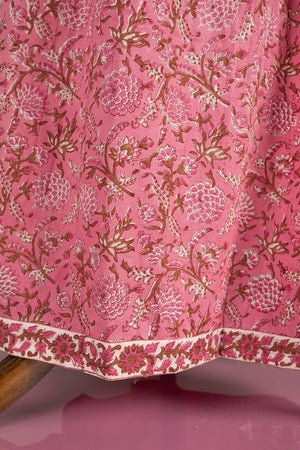 Jacqueline Pink Hand Block Printed Cotton Long Dress