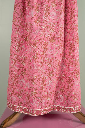 Jacqueline Pink Hand Block Printed Cotton Long Dress