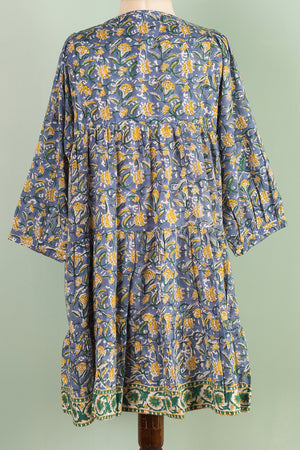 Elizabeth Yellow & Blue Hand Block Printed Cotton Tunic