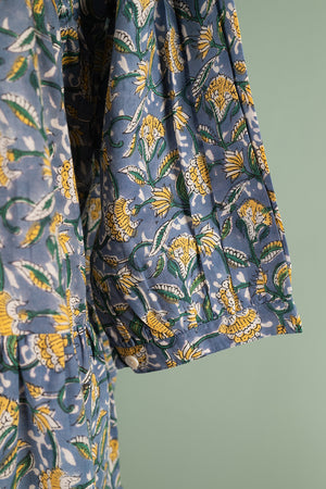 Elizabeth Yellow & Blue Hand Block Printed Cotton Tunic
