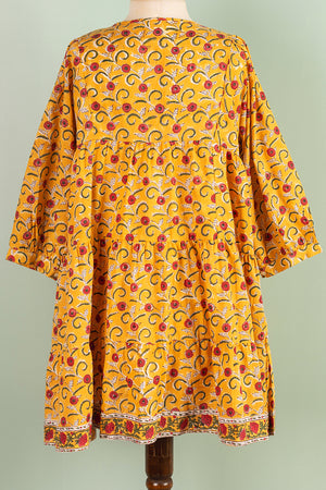 Elizabeth Mustard & Red Hand Block Printed Cotton Tunic