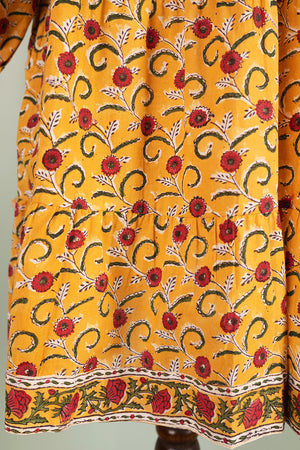 Elizabeth Mustard & Red Hand Block Printed Cotton Tunic