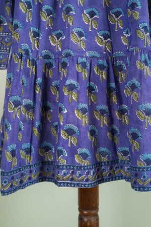 Catherine Indigo Hand Block Printed Cotton Shirt Dress