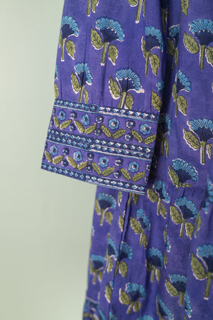 Catherine Indigo Hand Block Printed Cotton Shirt Dress