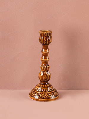 Sepia Moulded Metal Ceramic Candle Holders