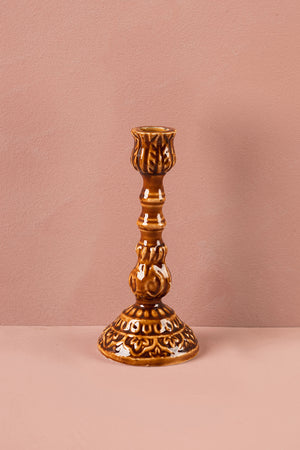 Sepia Moulded Metal Ceramic Candle Holders