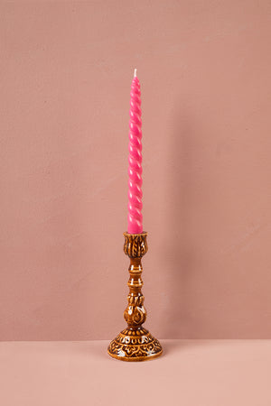 Sepia Moulded Metal Ceramic Candle Holders