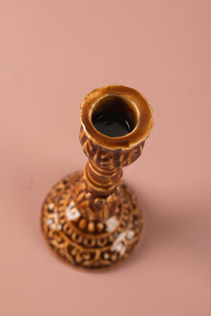 Sepia Moulded Metal Ceramic Candle Holders