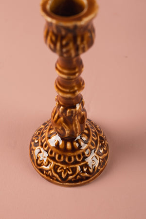 Sepia Moulded Metal Ceramic Candle Holders