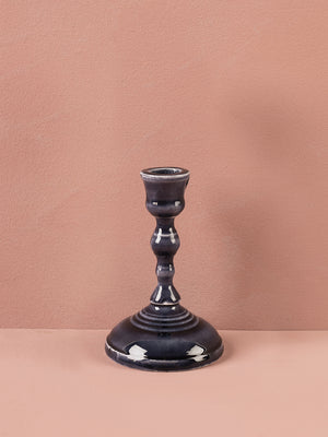 Slate Grey Moulded Metal Ceramic Candle Holders