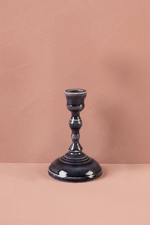 Slate Grey Moulded Metal Ceramic Candle Holders
