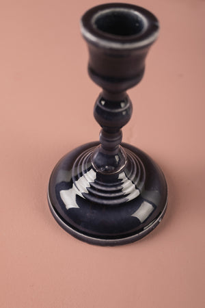 Slate Grey Moulded Metal Ceramic Candle Holders