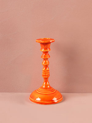 Apricot Moulded Metal Ceramic Candle Holders
