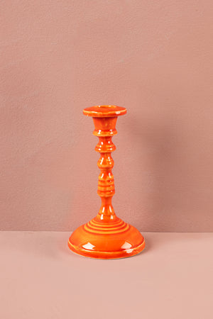 Apricot Moulded Metal Ceramic Candle Holders