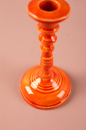 Apricot Moulded Metal Ceramic Candle Holders