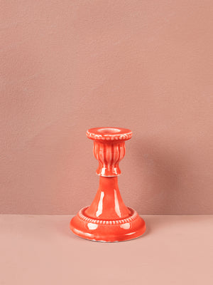 Coral Moulded Metal Ceramic Candle Holders