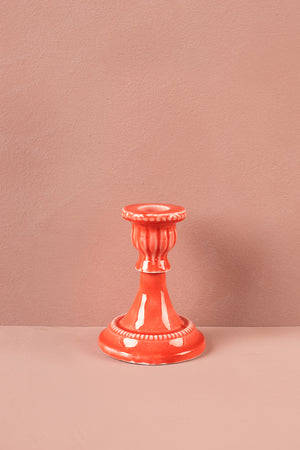 Coral Moulded Metal Ceramic Candle Holders