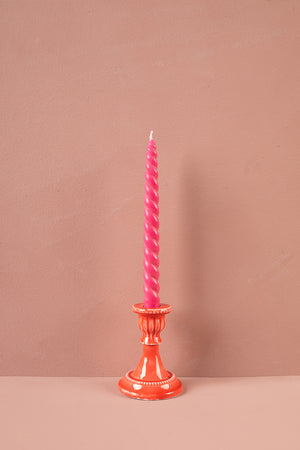 Coral Moulded Metal Ceramic Candle Holders