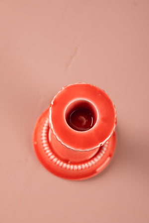 Coral Moulded Metal Ceramic Candle Holders