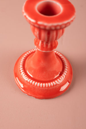 Coral Moulded Metal Ceramic Candle Holders