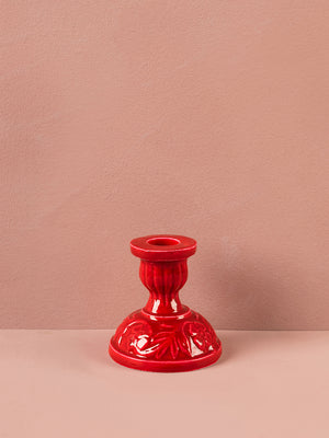 Carmine Moulded Metal Ceramic Candle Holders