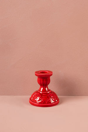 Carmine Moulded Metal Ceramic Candle Holders