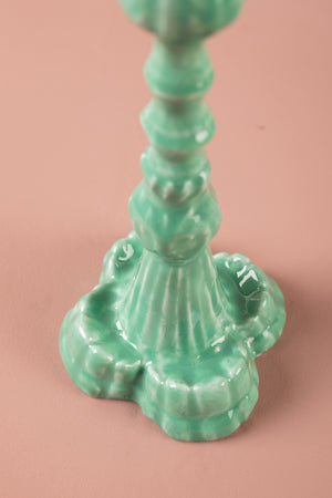 Azure Moulded Metal Ceramic Candle Holders