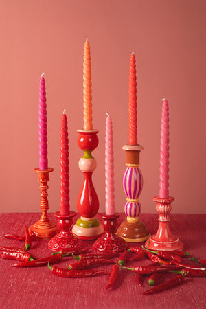 'Sunrise' Set of Six Twisted Dinner Candles