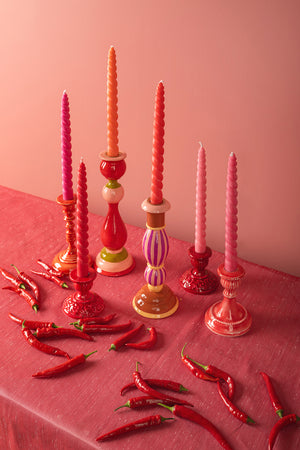 'Sunrise' Set of Six Twisted Dinner Candles