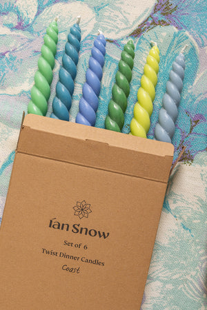 'Coast' Set of Six Twisted Dinner Candles