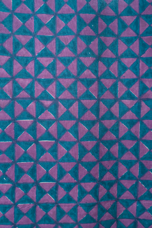 Cornflower & Lilac Geometric Block Print Single Curtain