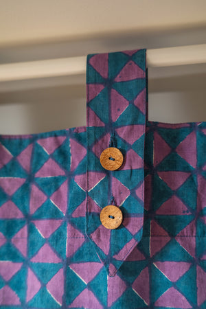 Cornflower & Lilac Geometric Block Print Single Curtain