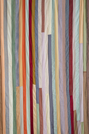 Muted Tones Patchwork Stripe Single Curtain