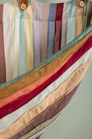 Muted Tones Patchwork Stripe Single Curtain