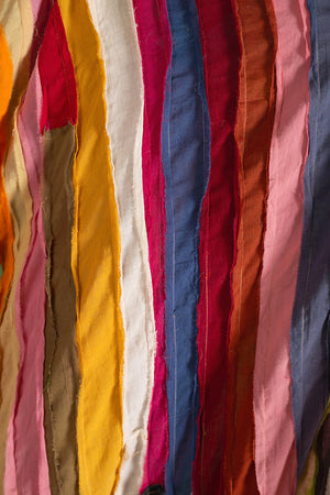 Bright Tones Patchwork Stripe Single Curtain
