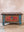 Red and Blue Reclaimed Wooden Chest with Brass Trim
