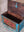Red and Blue Reclaimed Wooden Chest with Brass Trim