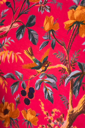Cerise Bird of Paradise Velvet Armchair