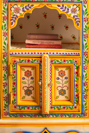 Cream & Yellow Hand Painted Bedside Cabinet